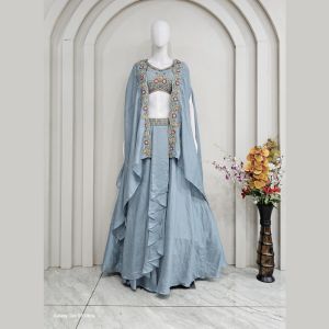 Grey-Georgette-Lehenga-with-Embroidered-Choli-and-Jacket-bunty-babli
