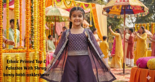 Ethnic Printed Top & Palazzos With Shrug-bunty-babli-ankleshwar