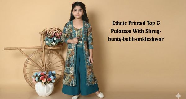 Ethnic Printed Top & Palazzos With Shrug-bunty-babli-ankleshwar